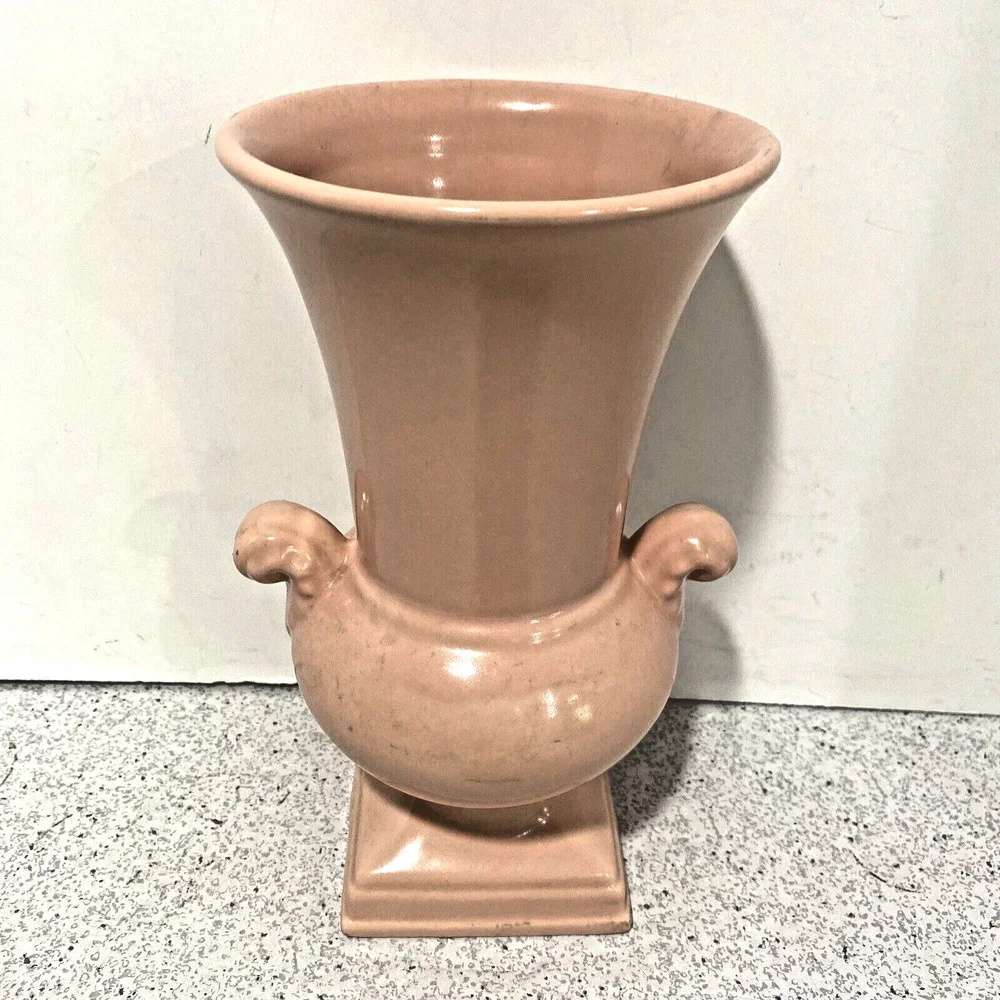 Vintage Abingdon USA Vase Pink Pastel Pottery Shapely Cottage Farmhouse Signed - Picture 2 of 10